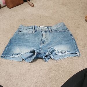 KanCan Light Blue Frayed Jean Shorts